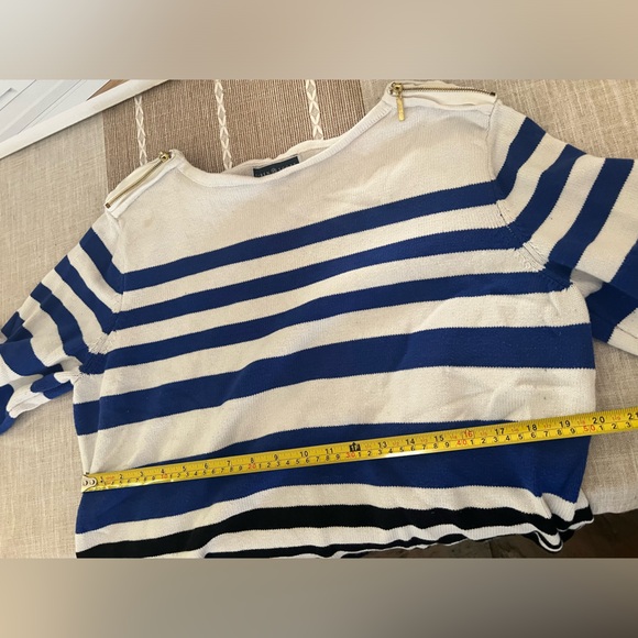 Karen Scott - striped nautical inspired sweater shirt w/ zipper shoulders - Picture 10 of 10